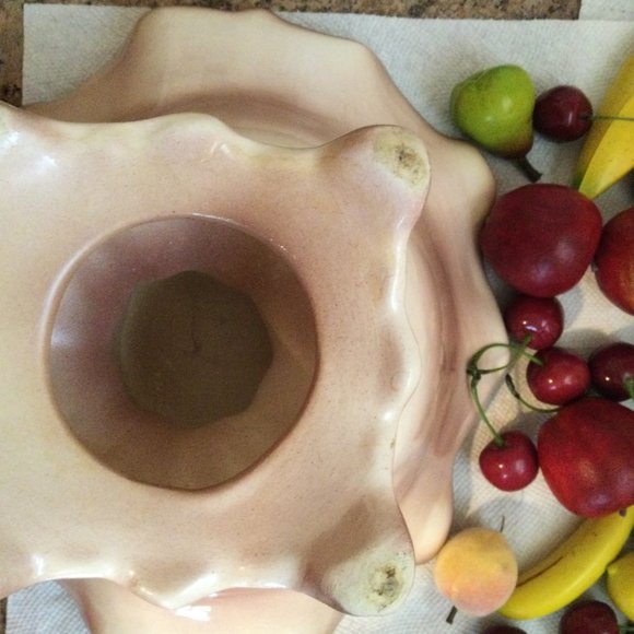 Vintage ceramic fruit stand fruit bowl with various of artificial fruits - Picture 8 of 9